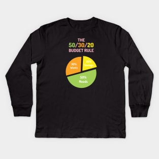 The 50/30/20 Budget Rule | Green Orange Yellow Pink | Black Kids Long Sleeve T-Shirt